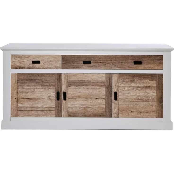 Jahnke Sideboard, Engineered Wood, Canyon Eiche/Weiss Struktur, One Size