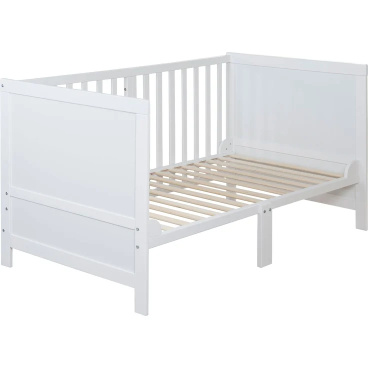 roba Babybett EASY SLEEP 70 x 140 cm inkl. Umbauecken + Matratze safe asleep® Roll Air - Mitwachsendes Gitterbett 3-fach höhenverstellbar - 3 Schlupfsprossen - Holz weiß lackiert – Bild 6