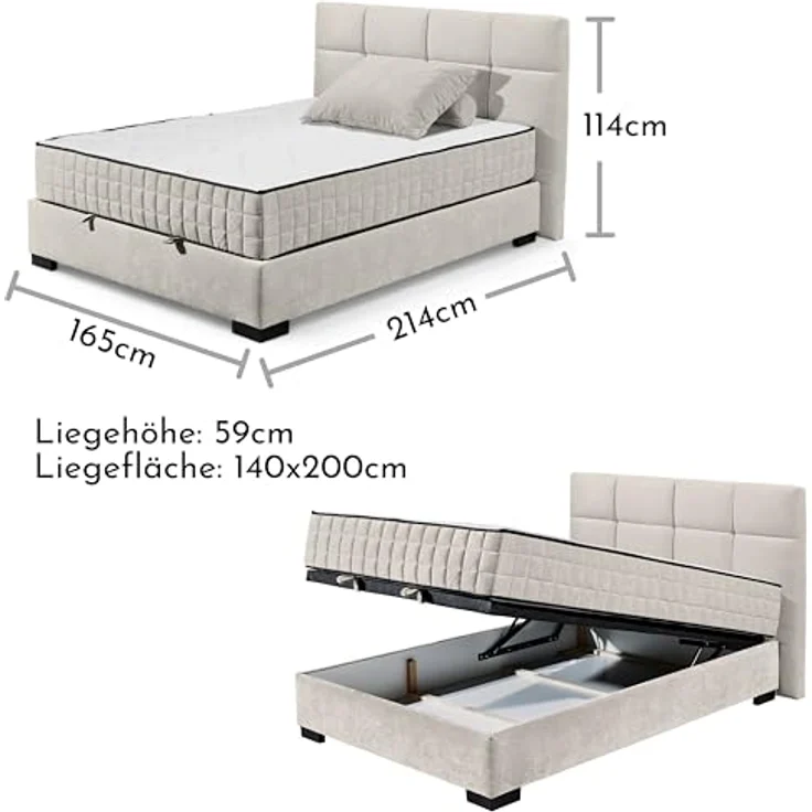 ED EXCITING DESIGN Boxbett Nagol, mit Bettkasten, mit Wendematratze, erhältlich in verschiedenen Breiten – Bild 4