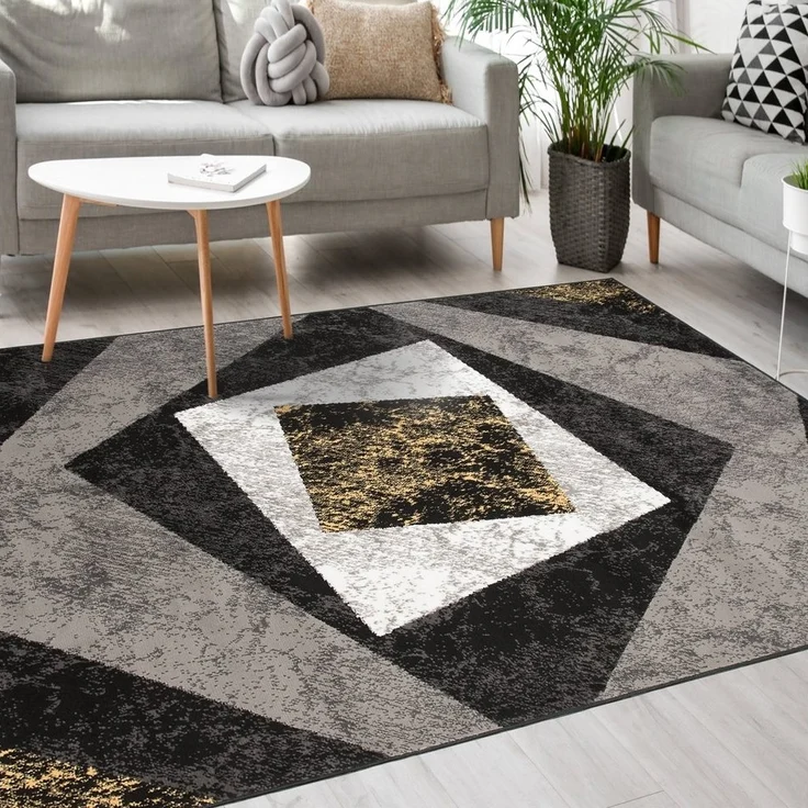 Mazovia Designteppich Modern Teppich Kurzflor Wohnzimmerteppich Robust und pflegeleicht GRAU, 80 x 150 cm, Fußbodenheizung,Allergiker geeignet,Farbecht,Pflegeleicht,Geometrisch – Bild 5