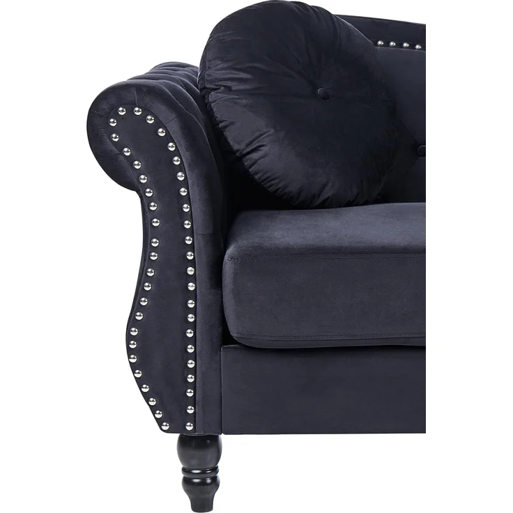 Sofa 3-Sitzer SKIEN Samtstoff Schwarz – Bild 6