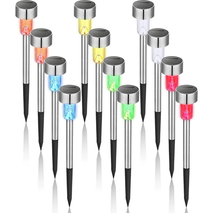GIGALUMI Solarlampen für außen, Solarleuchten für Garten, 12 Stück, wasserdichte Solar Gartenleuchten für außen Garten, Balkon, Terrasse, Festtage, Wege (6 Farben) – Bild 1
