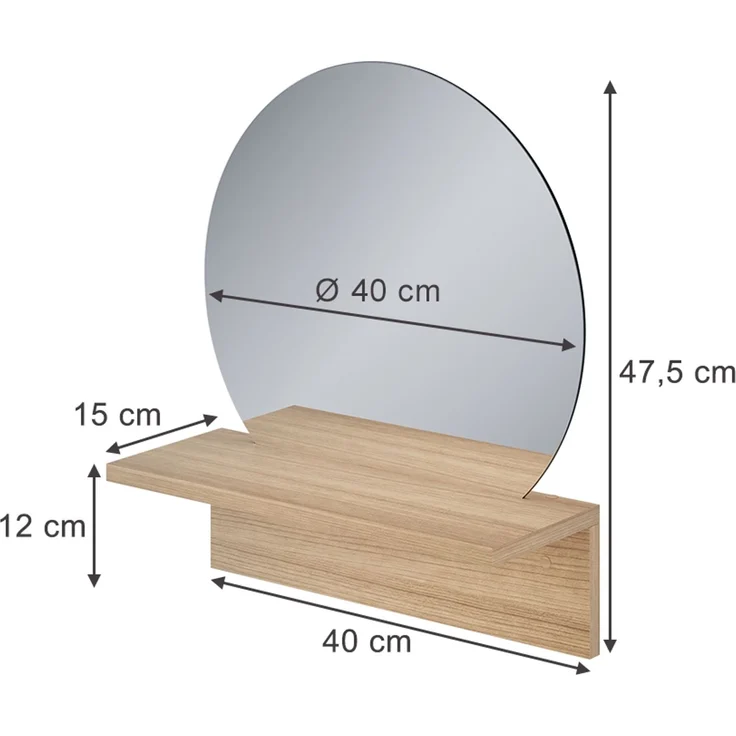 Badezimmerspiegel Elyra Goldkraft Eiche 40 x 47.5 cm mit Ablage Vicco – Bild 2