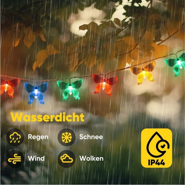 Salcar LED Solarleuchte Solarleuchten Garten Schmetterlinge Lichterkette Weihnachtsdeko, 5M 20 LED Bunt für Garten, Bäume, Terrasse, Weihnachten, Partys – Bild 3