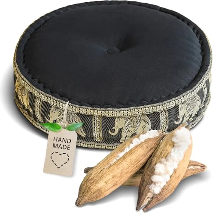 livasia Meditationskissen Zafukissen groß (Deluxe) vegan und handgefertigt, 44x15cm, Kapok – Bild 2