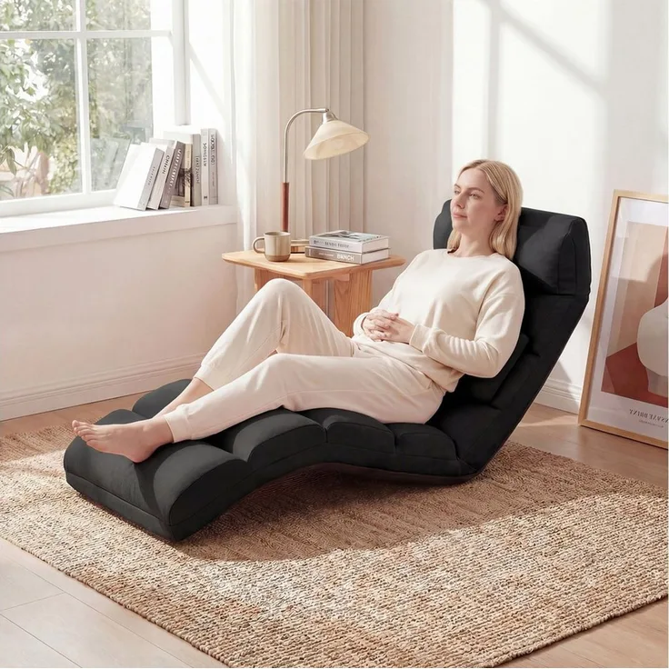 COSTWAY Relaxliege, mit Liegefunktion, Bodensessel klappbar verstellbare Rücklehne