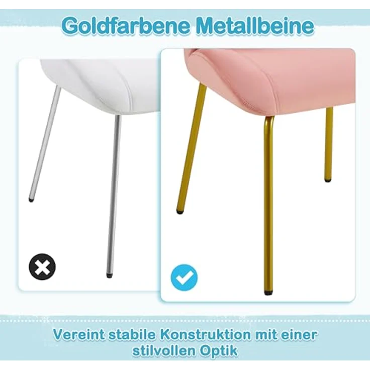 Yaheetech Sessel Loungesessel in Muschelform, Ohrensessel modern, Polsterstuhl mit Metallbeinen, Polyester, für Wohnzimmer/Schminktisch/Schlafzimmer, Rosa – Bild 8