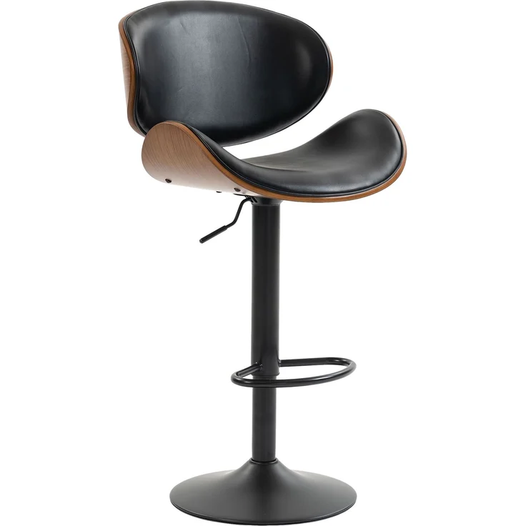 LVHOM Barhocker 2er Set, Höhenverstellbarer Barstuhl mit Bugholz-Rückenlehne und Fußstütze, drehbare Küchenhocker, gepolsterter Tresenhocker aus PU-Leder, Schwarz – Bild 2