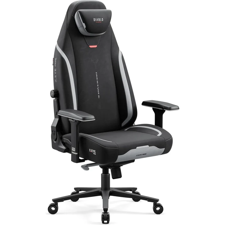 Diablo Ergonomischer Gaming Stuhl Stoff X.Eye Prime Pc Stuhl mit Magnet-Kopfstütze Gaming Sessel Kühlfunktion Gaming Stuhl Ergonomisch Strapazierfähiger Stoff Gaming Chair 140 kg Burned Black