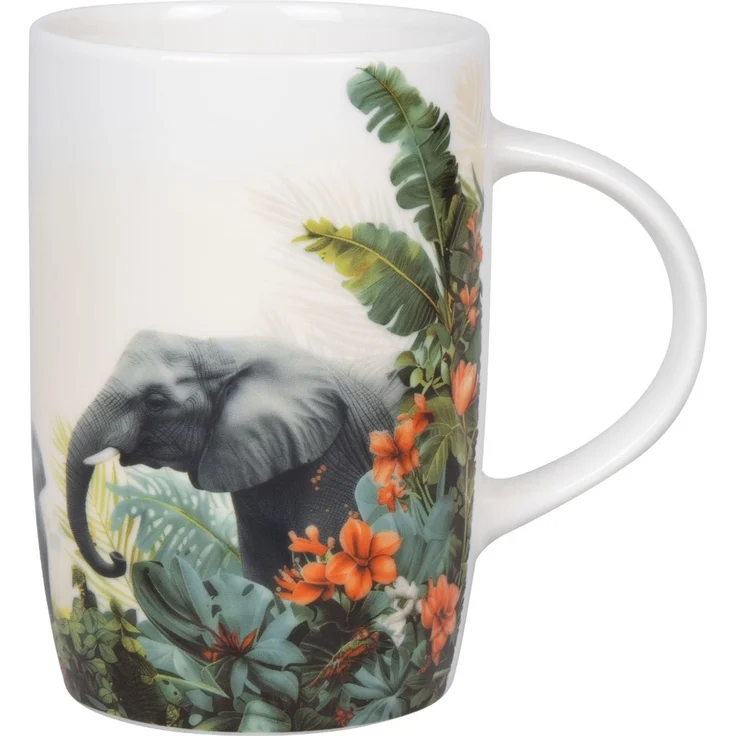 KÖNITZ 1172693056 Becher Jungle Elephants 580 ml aus Bone China Porzellan / Dschungel Elefanten – Bild 1