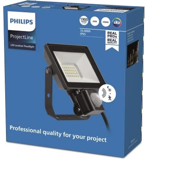 Philips ProjectLine Flutlicht, 20W, 4000K, mit Sensor, schwarz – Bild 1