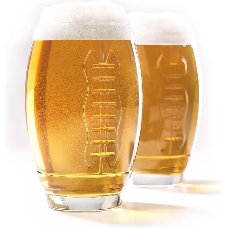 40YARDS Bierglas American Football Glas (2er Set) mit erhabener Football Naht (600 ml), 2-tlg, 100% Glas, erhabene, fühlbare Naht – Bild 1