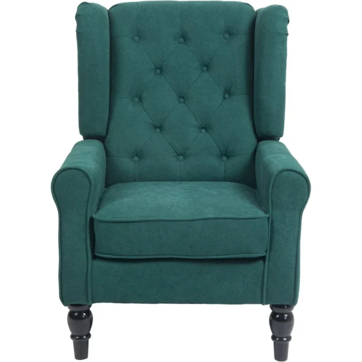 DESVIAE Sessel Dunkelgrün aus Polyester – 74x102x86 cm – Eukalyptusholzbeine, Ohren-Design, Kapitonierung – Bild 5