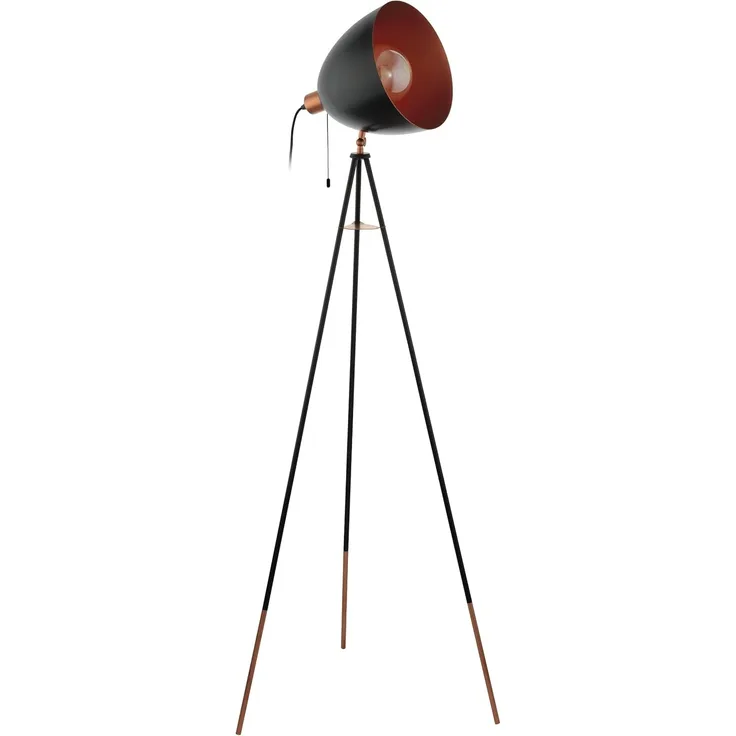 Eglo 49386 Stehleuchte CHESTER E27 1X40W schwarz/Kupfer L:60cm B:60cm H:149,5cm mit Zugschalter