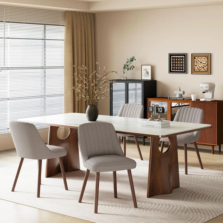 MALOL Esszimmerstühle 4er Set, Polsterstühl mit Rückenlehne, Küchen Stühle, Ergonomischer Essstuhl mit vertikaler Rillensteppung am Rücken, Moderne Esszimmer Stühle für Wohnzimmer Café, Taupe