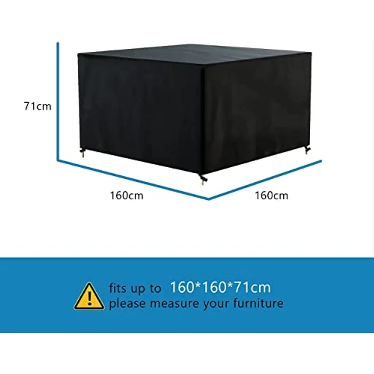 Awnic Abdeckung für Gartenmöbel Wasserdicht Abdeckplane Gartenmöbel Abdeckhaube Gartentisch Schutzhülle 420D Polyester 160 x 160 x 71 cm – Bild 3
