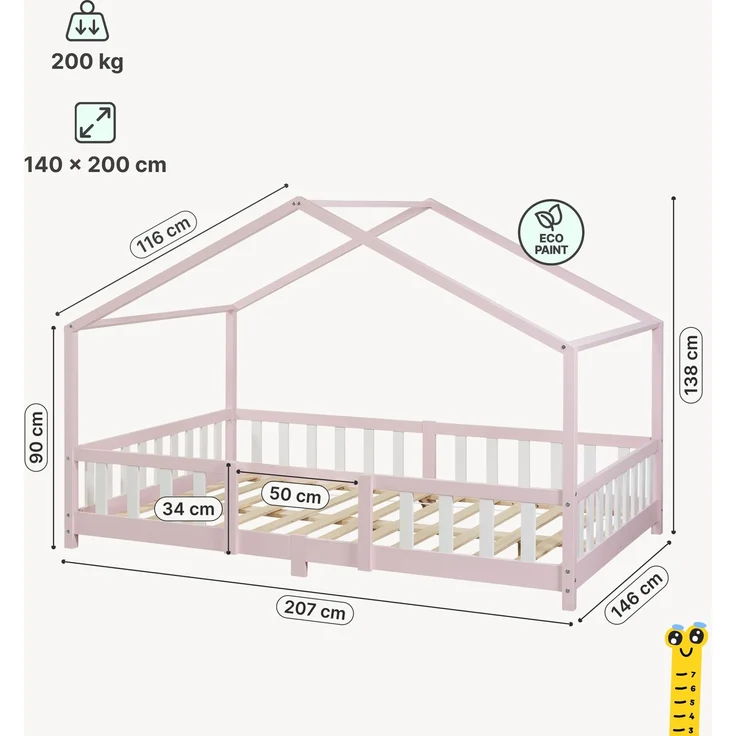 Kinderbett Treviolo 140x200 cm Rosa / Weiß [en. casa] – Bild 2