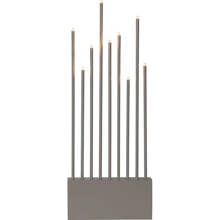 Kerzenständer BUZZ, Grau, Holz, Stahl, lackiert, 9-flammig, H 60 cm – Bild 1