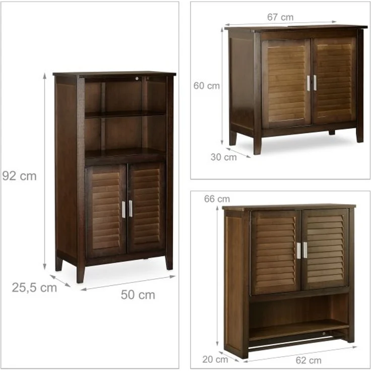 3 tlg. Badschrank Set Bambus – Bild 2