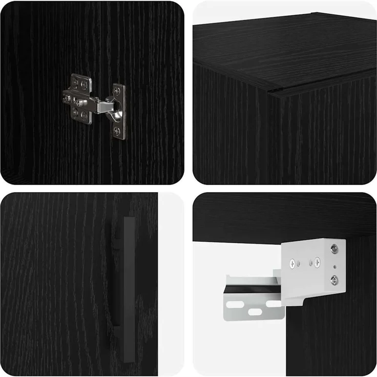 vidaXL Wandschrank Schwarz Eichen-Optik 34,5 x 34 x 90 cm 882615 – Bild 9