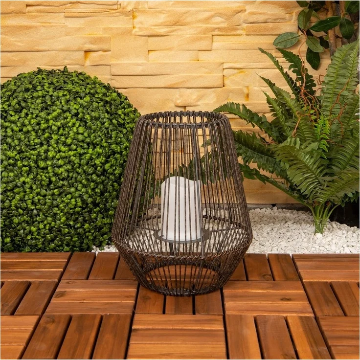 näve LED Solarleuchte Plasto, LED fest integriert, Warmweiß, Solar, Balkon Terrassen Lampe Tischlampe Flackereffekt Solarlampe – Bild 3