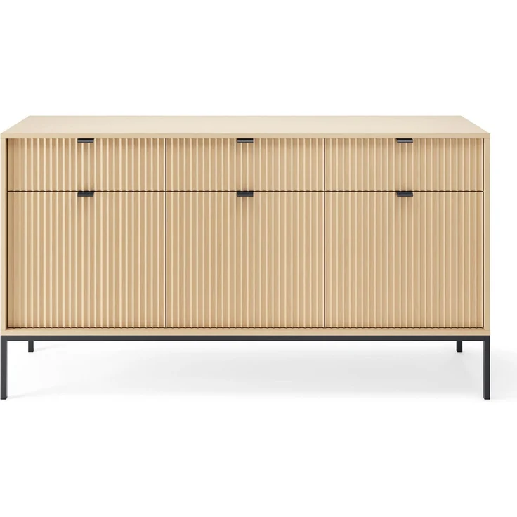 Selsey 'Vellore' Sideboard 3-türig, Holzoptik Eiche mit schwarzem Gestell, ca. 83 x 154 x 39 cm – Bild 6