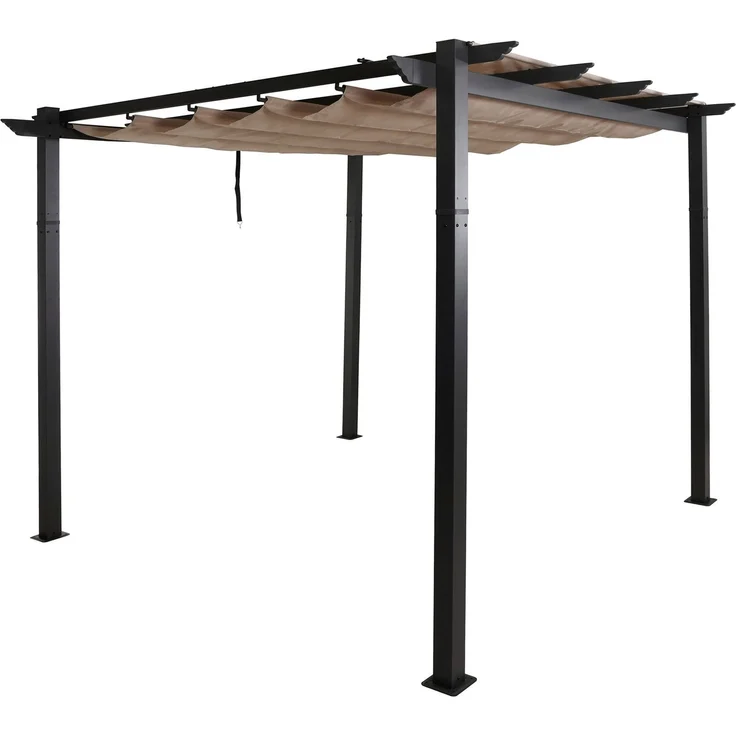 Mendler 'HWC-N93' Pergola, stabiles 8cm-Gestell mit Schiebedach UV50+ 3x3 m, Aluminium, Creme – Bild 9
