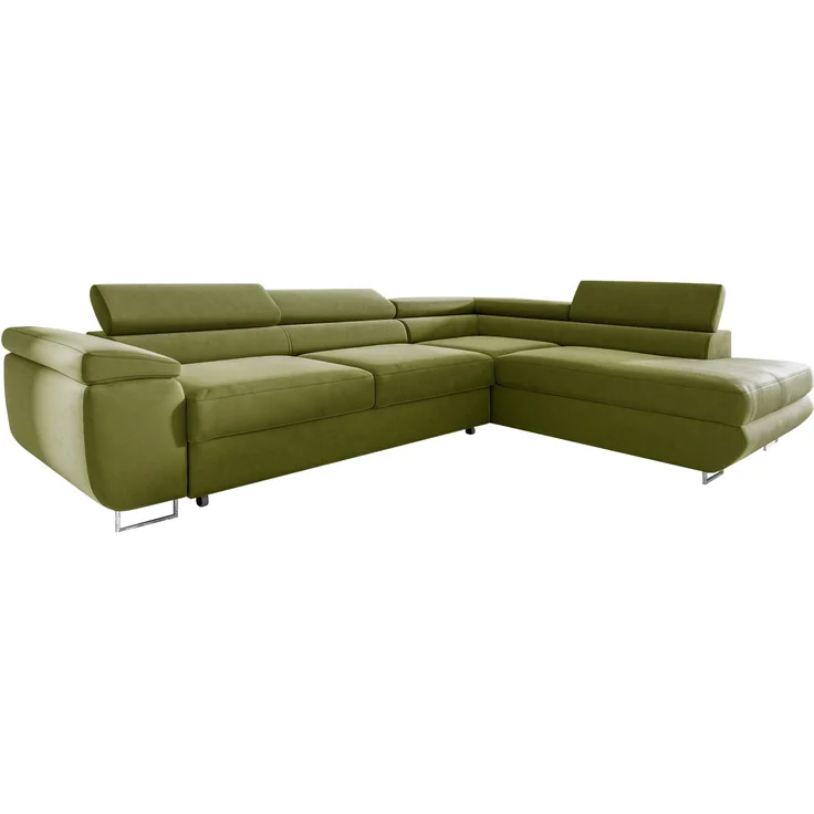 Ecksofa in L-Form AVESTA, L-förmige Eckcouch mit Schlaffunktion, ausziehbares Sofa, 1 Bettzeugbehälter, verstellbare Kopfstützen, (Kronos 17), 72x201 cm – Bild 1