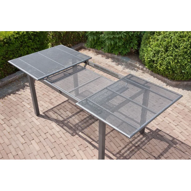greemotion Ausziehtisch Toulouse 140/200x74x90 cm ? Stabiler Gartentisch mit ausziehbarer Funktion, höhenverstellbaren Füßen, wetterfest ? Farbe: eisengrau – Bild 5