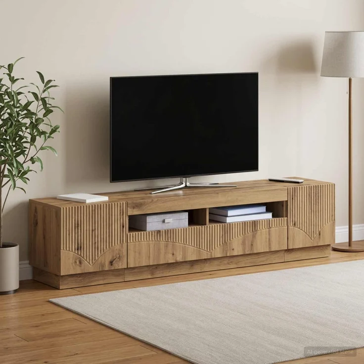 vidaXL LED-TV-Schrank HOORN 3 stk. Artisan-Eiche Holzwerkstoff 3416851 – Bild 1