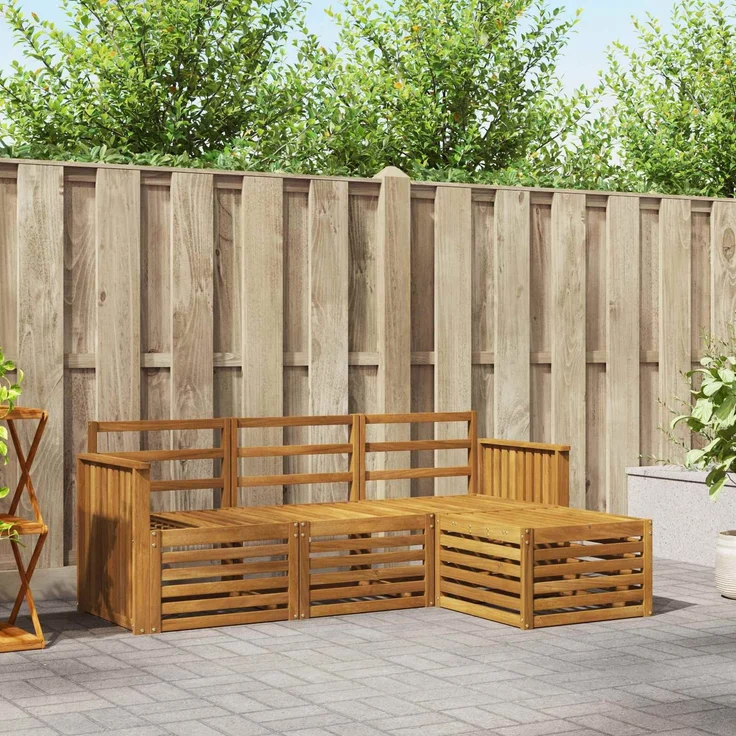 vidaXL Outdoor-Sofagarnitur 4 stk. 4-Sitzer Natur Massivholz Akazie 3374604 – Bild 1