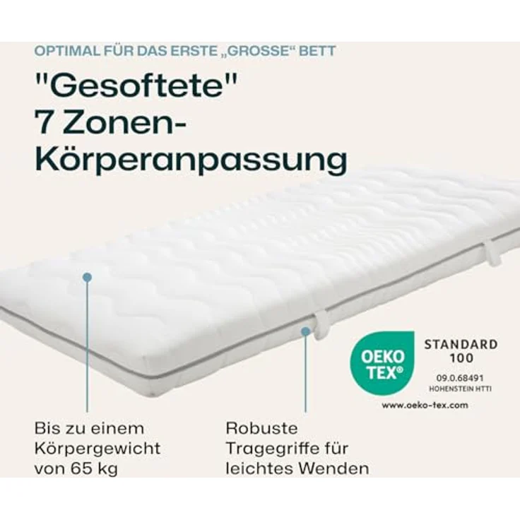 Kaltschaummatratze Kinder- und Jugendmatratze Softwelle Härtegra.., RAVENSBERGER Matratzen, 16 cm hoch, Härtegrad H1/H2 (RG 30) 80x200 cm mit PES Bezug – Bild 4