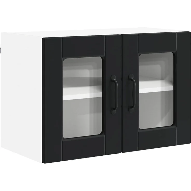 vidaXL Wandglas-Schrank PORTO Schwarz 60 x 31 x 40 cm Holzwerkstoff 885317 – Bild 2