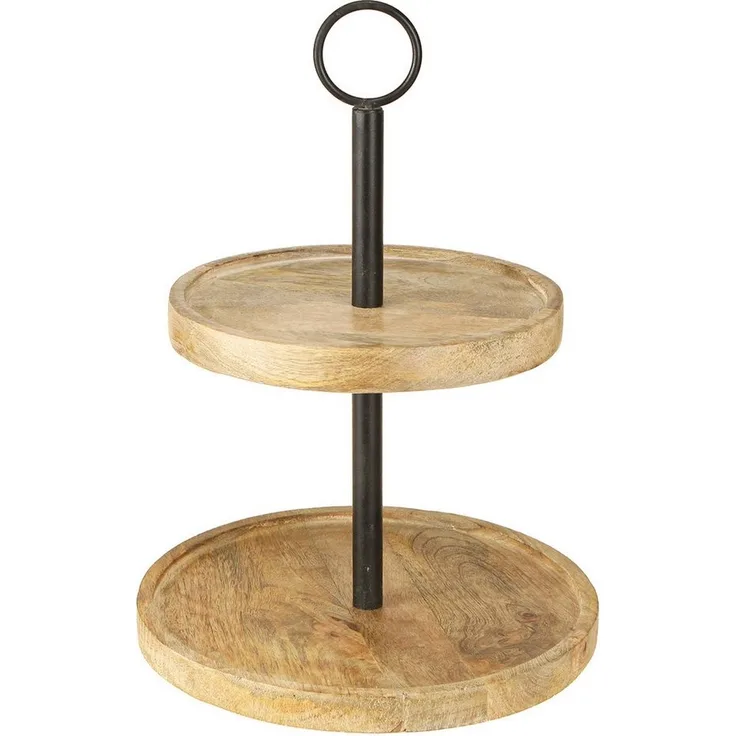Viana Dekokorb Etagere Holz Metall 2-stöckig Vintage Design Deko