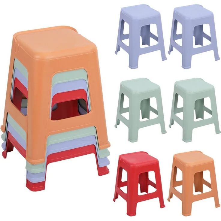 Rutaqian Sitzhocker 10 stapelbare Hocker für Klassenzimmer, 47 cm hoch, Kunststoffhocker, Tragbare Stühle ohne Rückenlehne für Klassenzimmer Büro und Zuhause