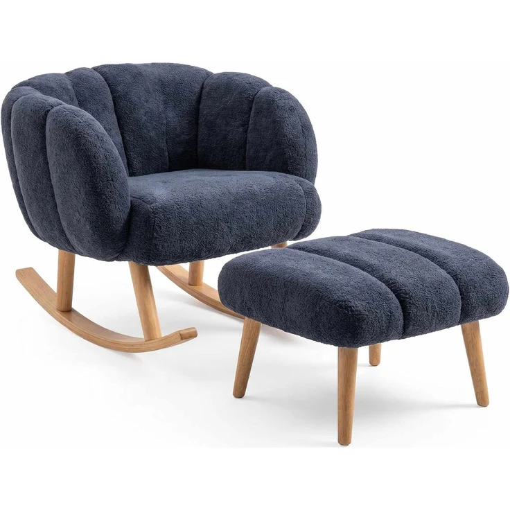 Hanah Home Elegantes Ohrensessel- und Pouf-Set (2-teilig), Anthrazit, 100% Wellssoft-Stoff, 18 mm Melaminplatte | Perfekt für gemütliche Wohnräume – Bild 1