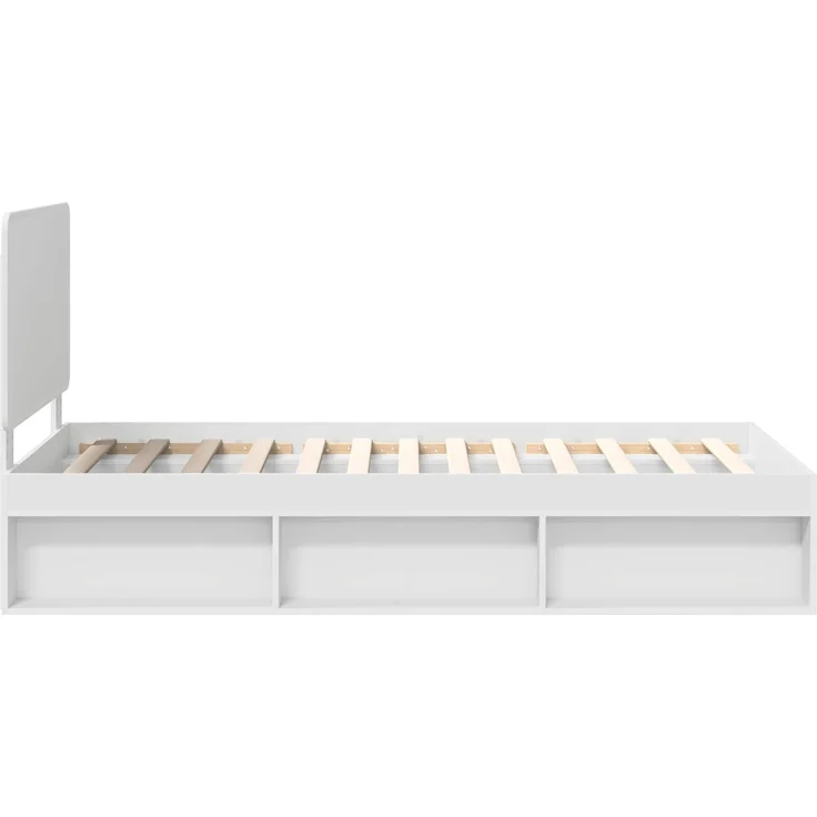 vidaXL Bettrahmen mit Kopfteil Weiß 100 x 200 cm Massives Kiefernholz 3412524 – Bild 7