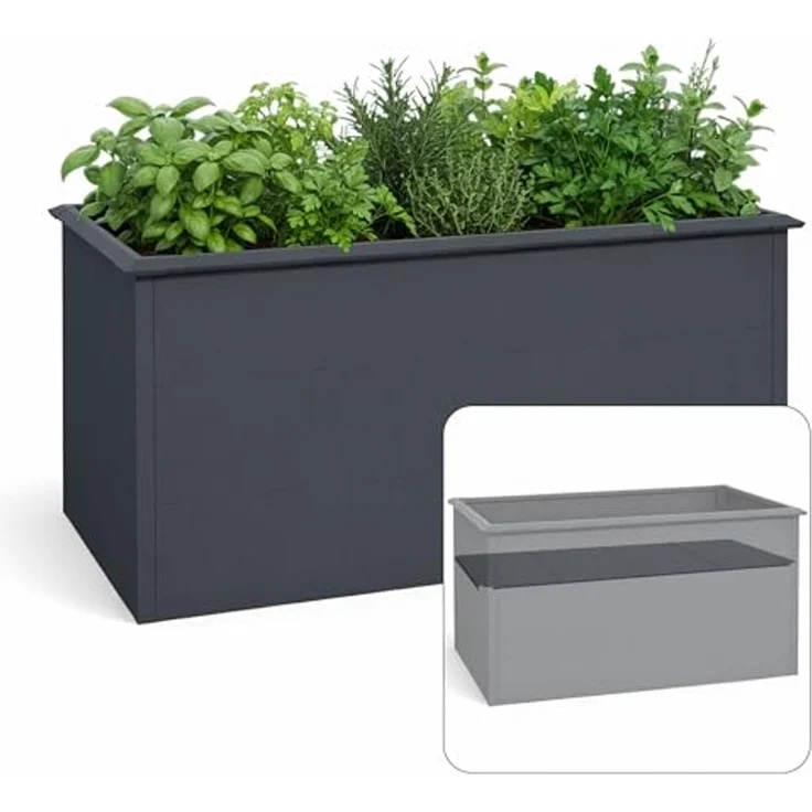 osoltus Hochbeet Set Schneckenkante Stahl verzinkt Anthrazit 150 x 75 cm – Bild 1