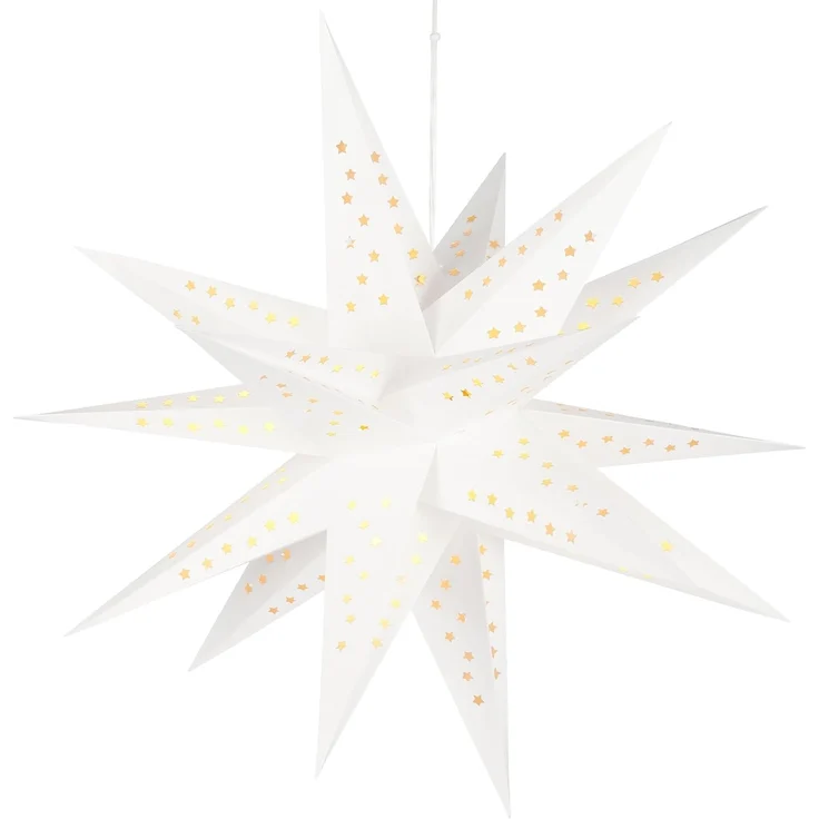 BRUBAKER LED Stern Weihnachtsstern für Innen - 60 cm XXL Leuchtstern - Hängend, Batteriebetrieben mit Timer, LED fest integriert, Warmweiß, Adventsstern für Fensterdeko Weihnachtsdeko - Papierstern Weihnachten – Bild 7