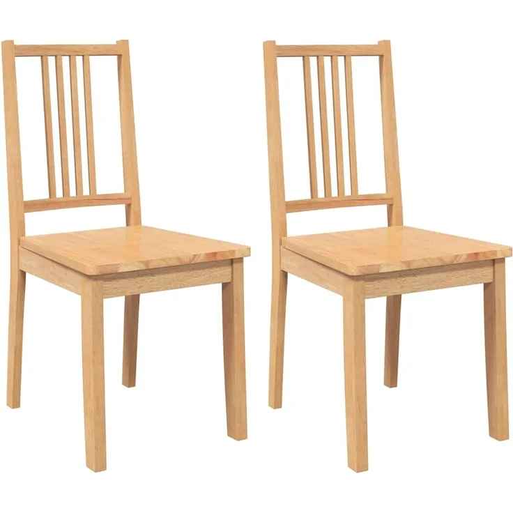 vidaXL Esszimmerstühle 2 Stk. Natur Massivholz Gummibaum 4102398
