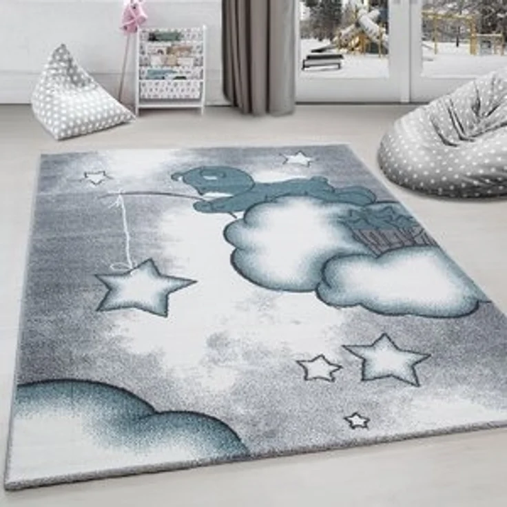 Carpettex Kinderteppich Bär Design, Läufer, Höhe: 11 mm, Kinderteppich Bär-Design Blau Baby Teppich Kinderzimmer Pflegeleicht – Bild 6