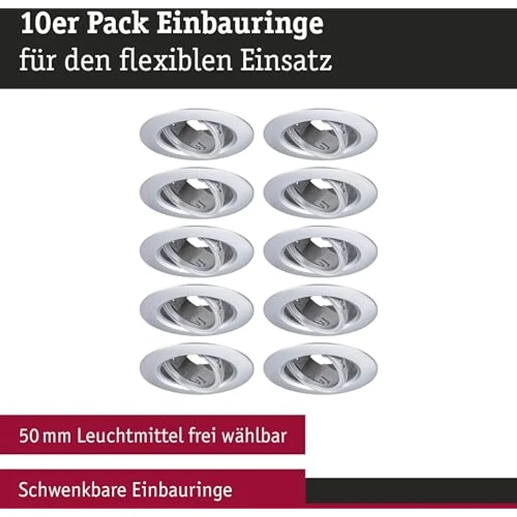 Paulmann 92116 Einbauleuchte rund 90mm 10er-Set Chrom schwenkbar – Bild 2