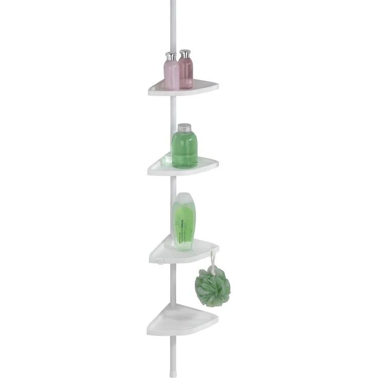 Wenko Teleskop-Duschecke Easy Aluminium, weiß, 4 Ablagen – Bild 2