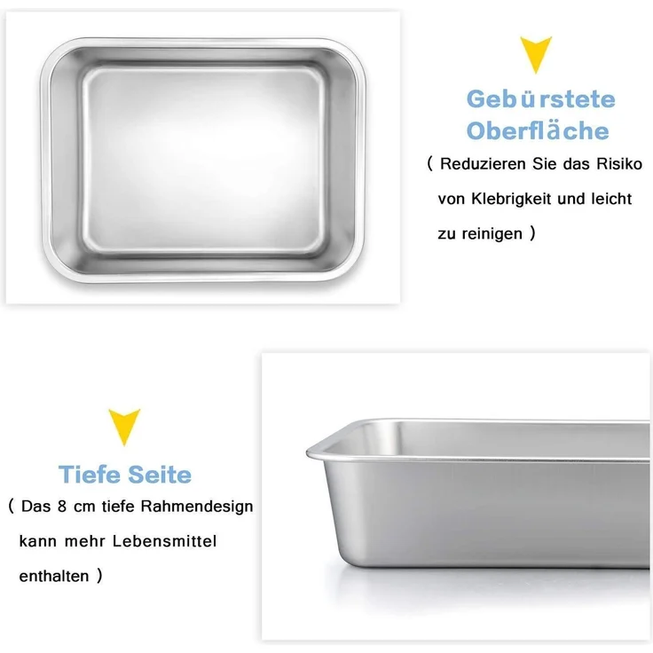 Homikit Edelstahl Rechteckige Auflaufform 32,5 x 25,5 x 8 cm - Backform Lasagne – Bild 2