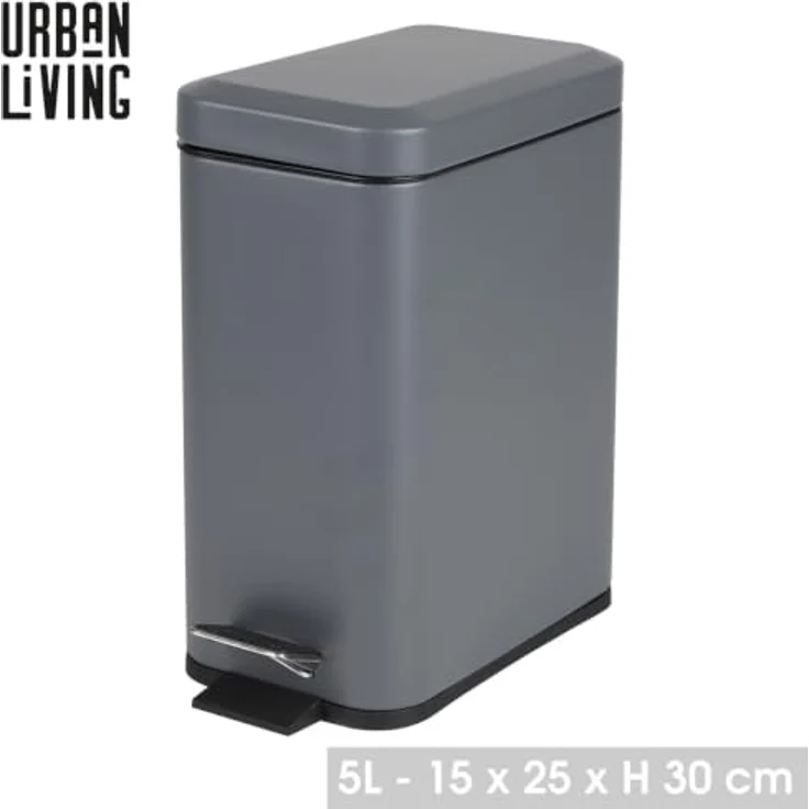 Urban Living 5 Liter Tret-Mülleimer Kosmetikeimer Tretmülleimer 37451 Dunkelgrau – Bild 4