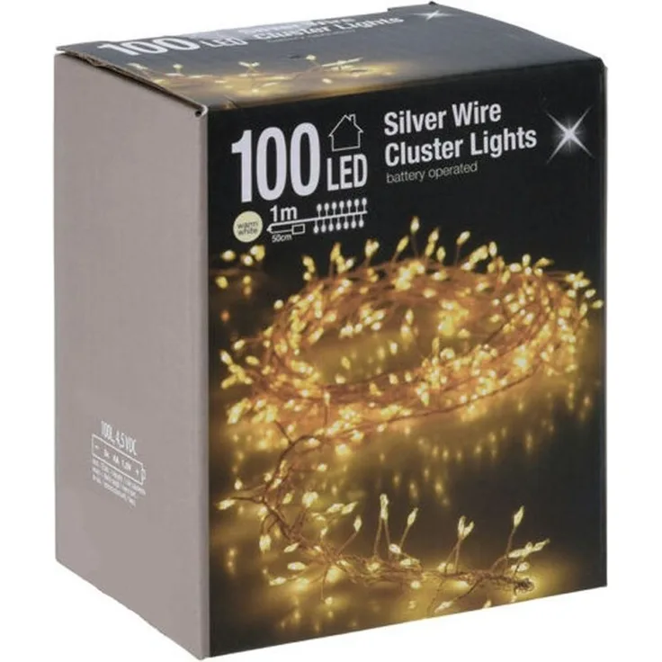 Spetebo Lichterkette Silver Wire CLUSTER Lights - 100 LED, 100-flammig