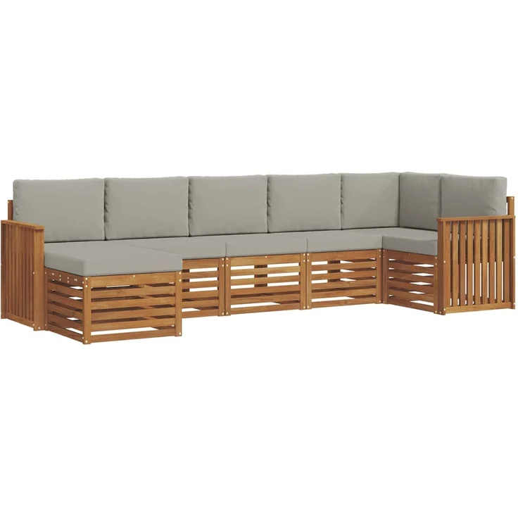 vidaXL Outdoor-Sofagarnitur 7 stk. 6-Sitzer Natur und Hellgrau 3375166 – Bild 2