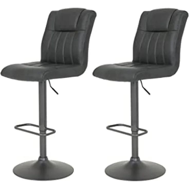 2er Barhocker Sitzhocker für Theke höhenverstellbar Microfaser 360 Grad drehba., Alu / Grau