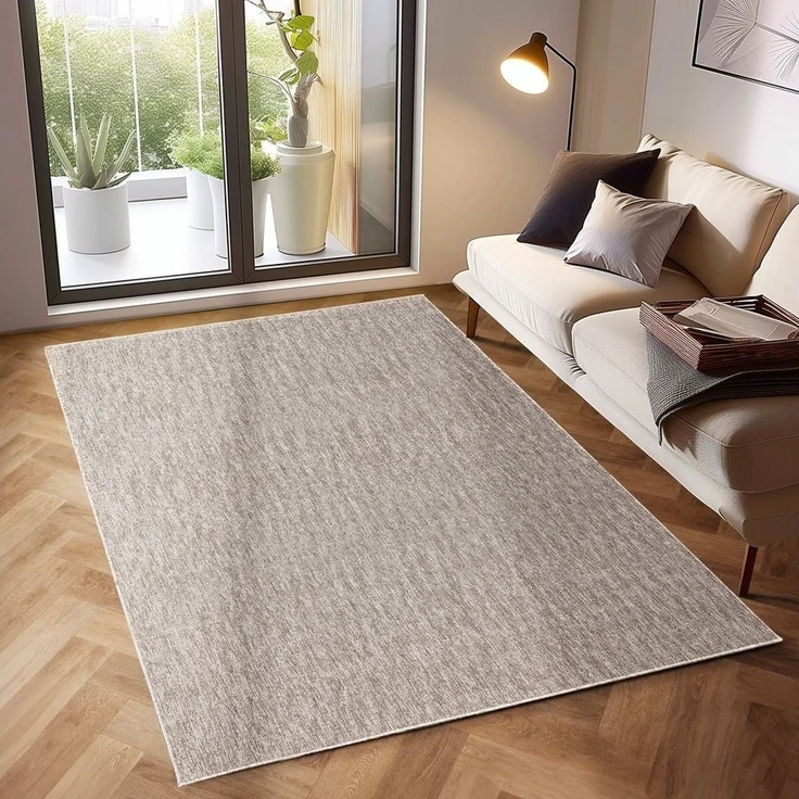 SIMPEX24 Teppich Unicolor - Einfarbig, Läufer, Höhe: 7 mm, Kurzflor Schlingen Teppich Wohnzimmer Einfarbig Modern Teppiche – Bild 1