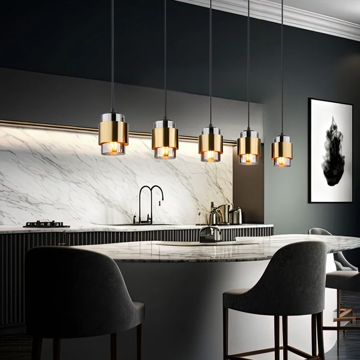 Hängelampe, Metall, Glas rauchfarben, 5 Flammig, L 105 cm – Bild 6